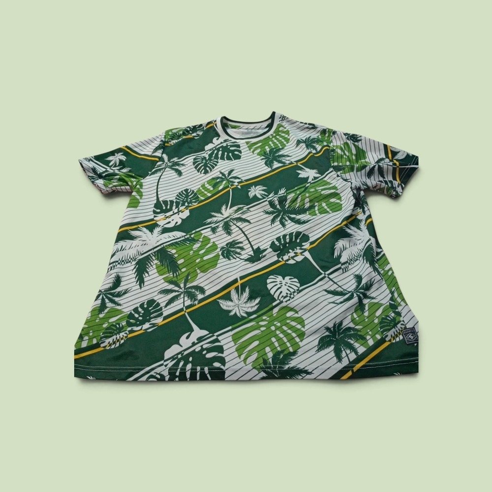 Vintage Southpole Mens 2XL Tropical Palm Leaf Print Green White Streetwear